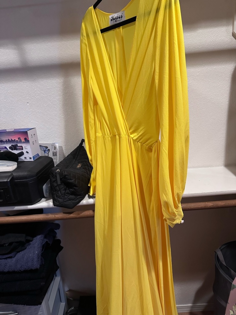 Meghan LA Bright Yellow Wrap-Style Maxi Dress missing tag